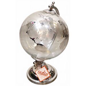 At Home Glass Transparent Turning Silver Foil Globe Decor